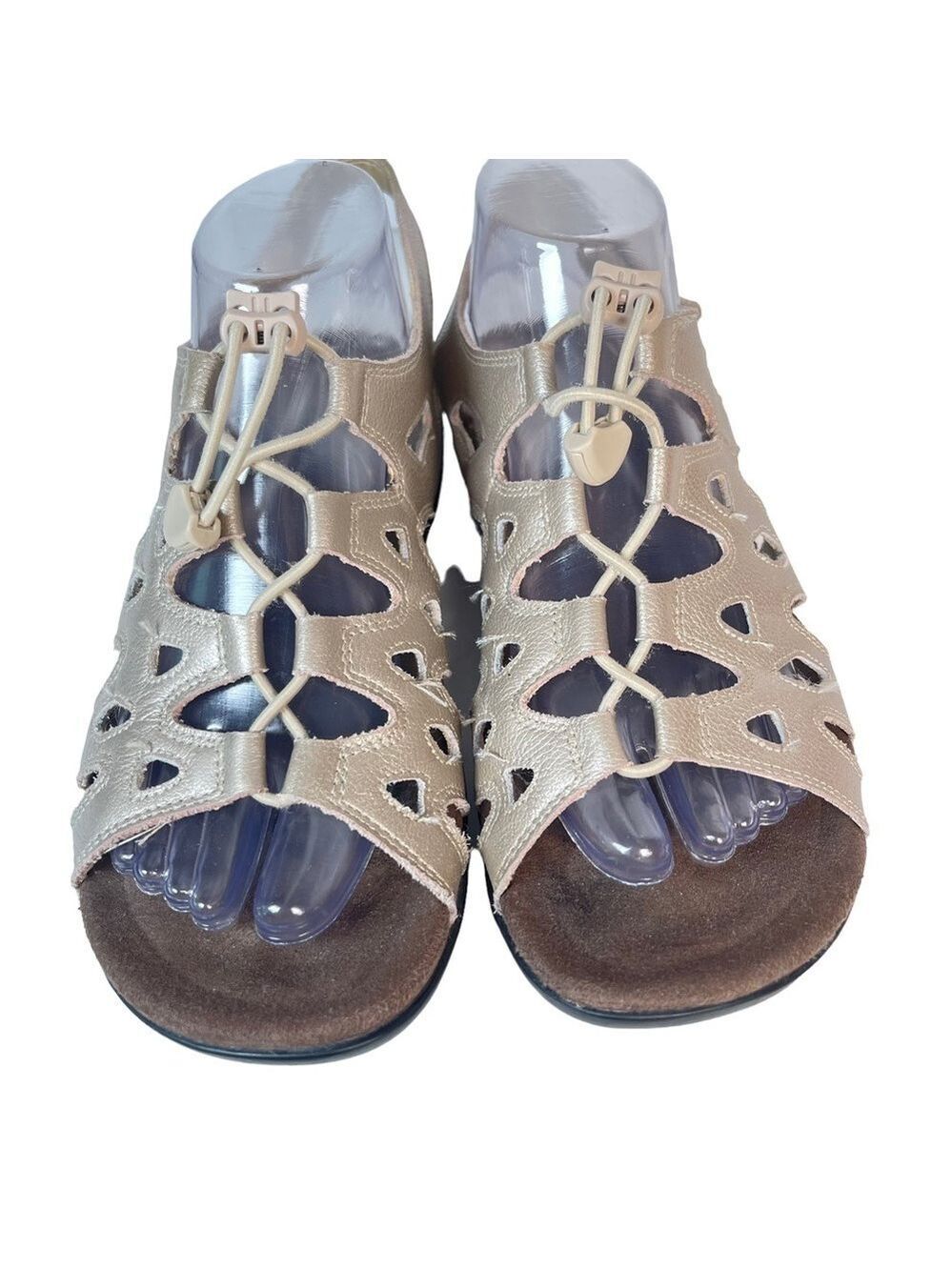 ABEO Gold Metallic Gladiator Sandals Bio System Hook Loop Comfort Women 9.5 - Picture 6 of 16